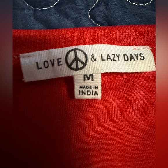 Love & Lazy days medium red women’s top with 13 on it. - Picture 3 of 13